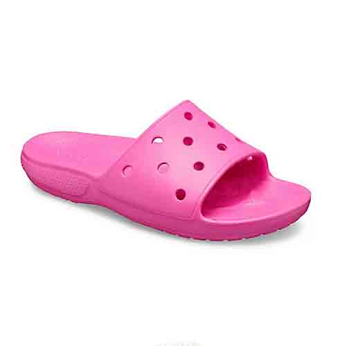 CROCS CLASSIC SLIDE ELECTRIC PINK RIGHT ANGLED