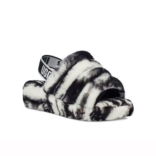 UGG FLUFF YEAH MARBLE BLACK ANGLED